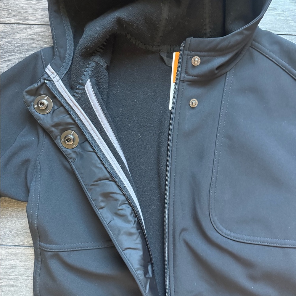 Lucy Activewear Waterproof Black Hooded Mid length Jacket Size XS